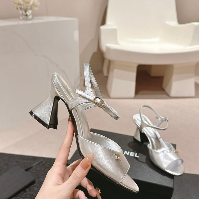 HIGH HEELS SANDAL IN SILVER LAMBSKIN