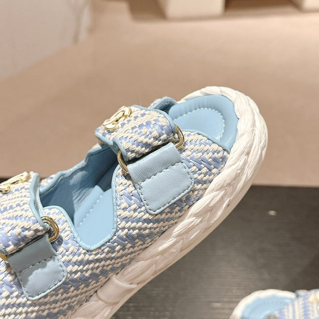 CC DAD SANDALS IN LIGHT BLUE CALFSKIN