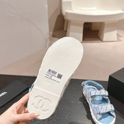 CC DAD SANDALS IN LIGHT BLUE CALFSKIN