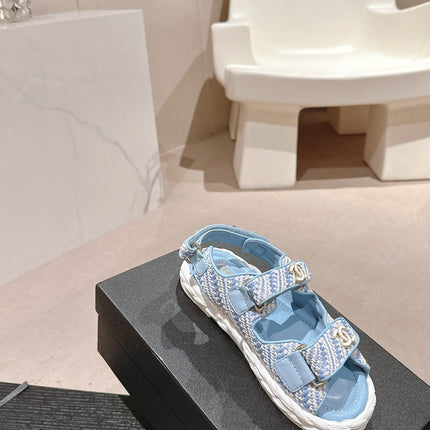 CC DAD SANDALS IN LIGHT BLUE CALFSKIN