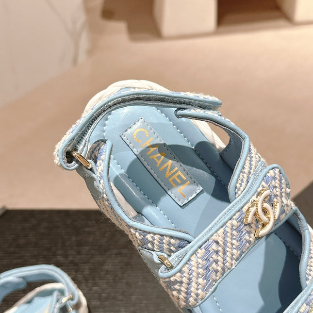 CC DAD SANDALS IN LIGHT BLUE CALFSKIN