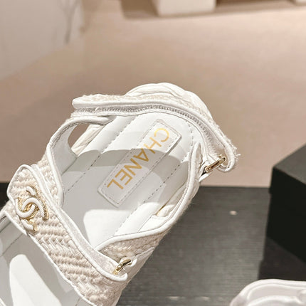 CC DAD SANDALS IN WHITE CALFSKIN