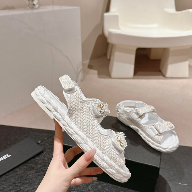 CC DAD SANDALS IN WHITE CALFSKIN