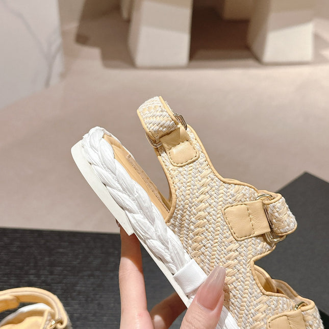 CC DAD SANDALS IN LIGHT YELLOW CALFSKIN