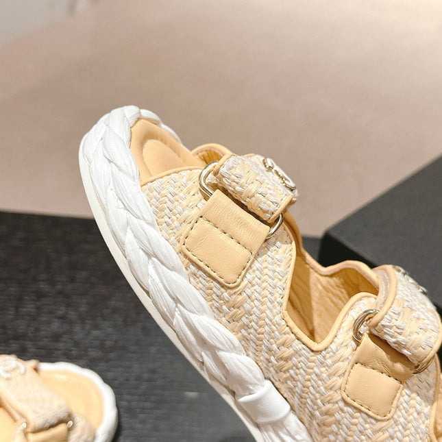 CC DAD SANDALS IN LIGHT YELLOW CALFSKIN