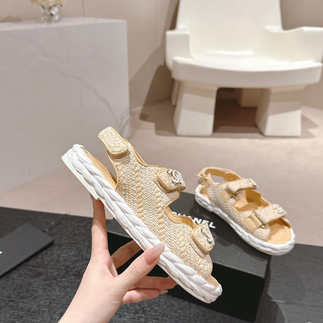 CC DAD SANDALS IN LIGHT YELLOW CALFSKIN