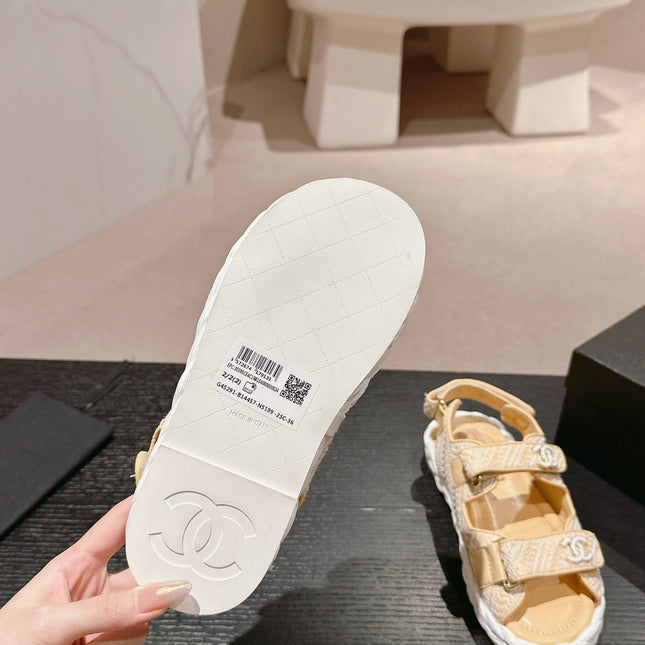 CC DAD SANDALS IN LIGHT YELLOW CALFSKIN