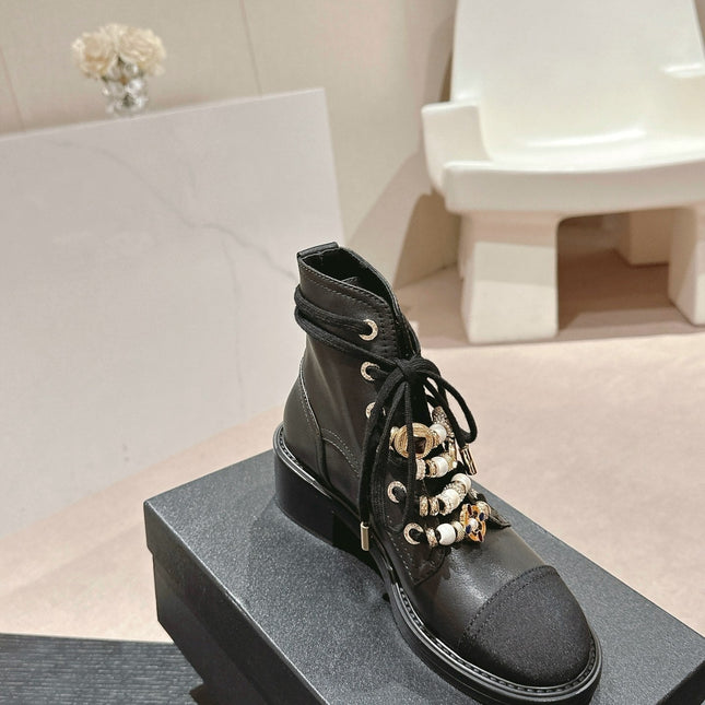 OXFORD SHORT BOOTS BLACK SHEEPSKIN