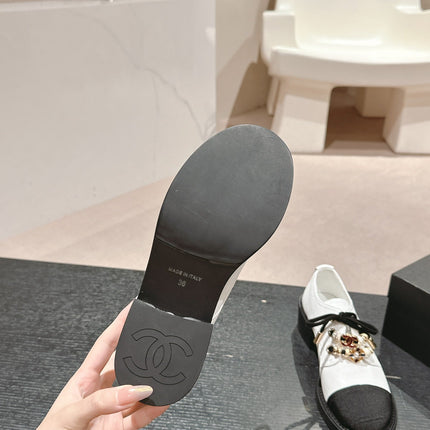 OXFORD SHOES WHITE MIX BLACK SHEEPSKIN