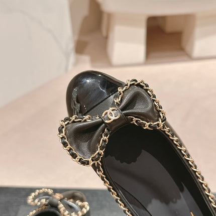 BOWKNOT BALLET FLAT IN BLACK SHEEPSKIN