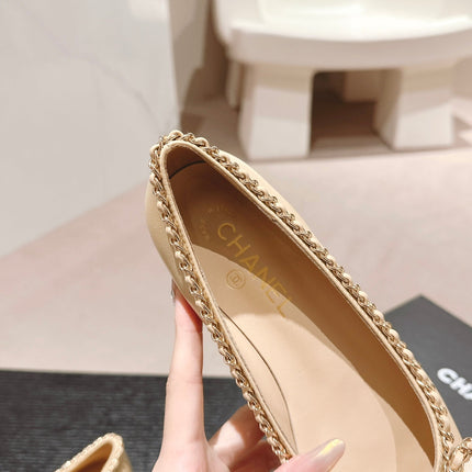 BOWKNOT BALLET FLAT IN BEIGE CREAM MIX BLACK SHEEPSKIN