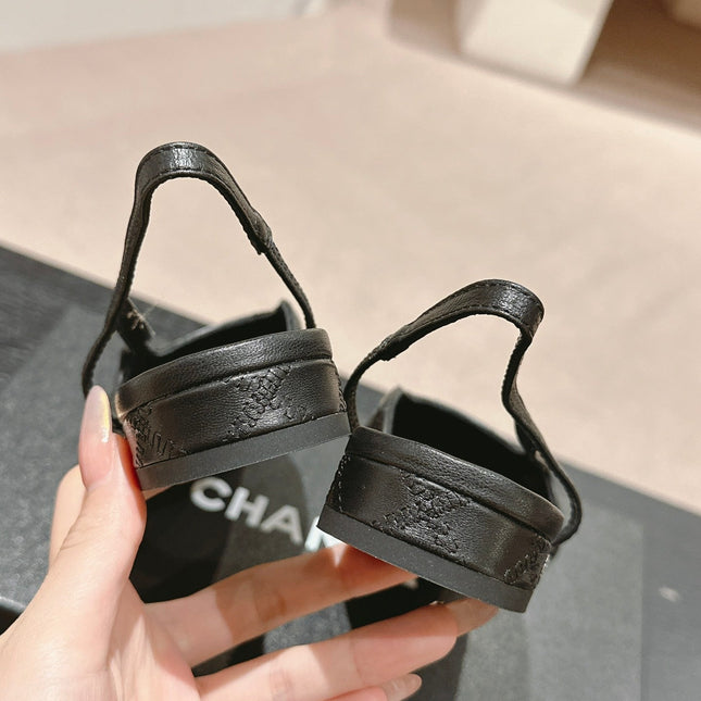 SLINGBACKS IN BLACK LAMBSKIN AND SATIN