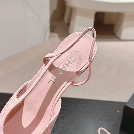 SLINGBACKS IN LIGHT PINK LAMBSKIN AND BLACK SATIN