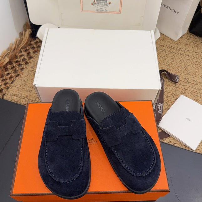 HM 25S MULE IN DARK SLATE BLUE SUEDE