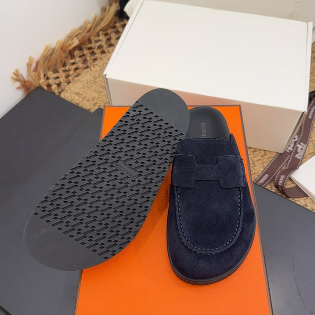 HM 25S MULE IN DARK SLATE BLUE SUEDE