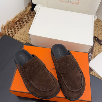 HM 25S MULE IN DARK BROWN SUEDE