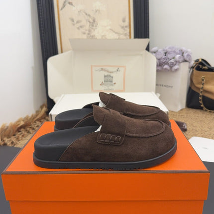 HM 25S MULE IN DARK BROWN SUEDE
