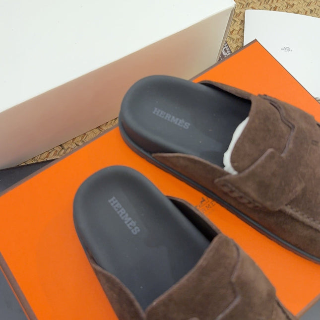 HM 25S MULE IN DARK BROWN SUEDE