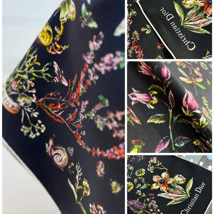 DIOR REVERSIBLE PRINTED SQUARE SCARF 90 CM IN BLACK SILK 735867