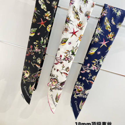 DIOR REVERSIBLE PRINTED SQUARE SCARF 90 CM IN NAVY BLUE SILK 735869