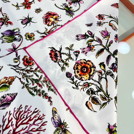 DIOR REVERSIBLE PRINTED SQUARE SCARF 90 CM IN WHITE SILK 7735868