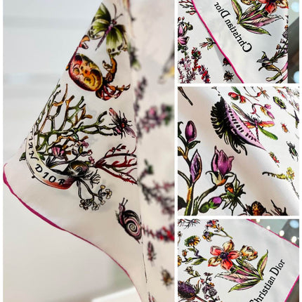 DIOR REVERSIBLE PRINTED SQUARE SCARF 90 CM IN WHITE SILK 7735868