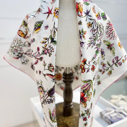 DIOR REVERSIBLE PRINTED SQUARE SCARF 90 CM IN WHITE SILK 7735868
