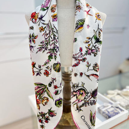 DIOR REVERSIBLE PRINTED SQUARE SCARF 90 CM IN WHITE SILK 7735868