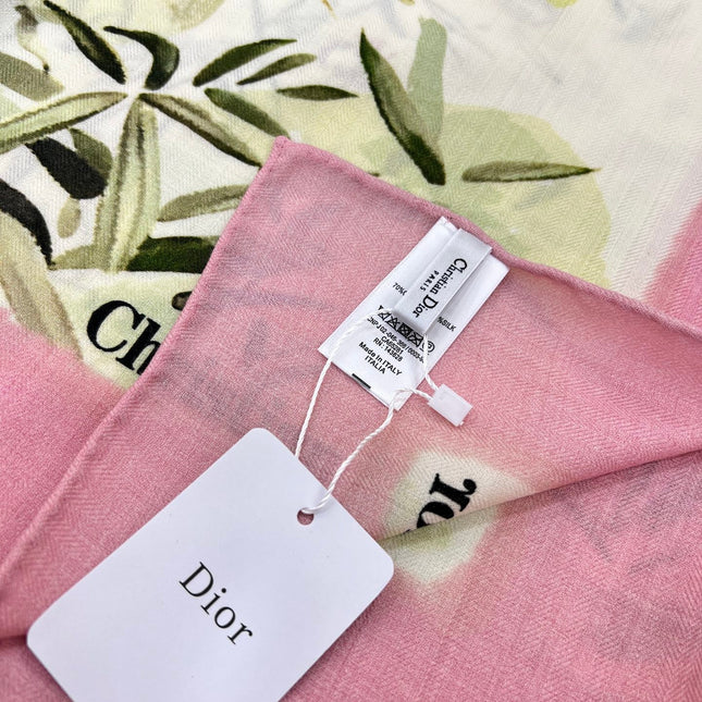 DIOR REVERSIBLE SCARF 140 CM IN CREAM WHITE MIX PINK WOOL-SILK FABRIC 735875