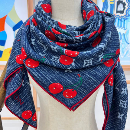 LV SCARF 135 CM IN WOOL MIX SILK 735872