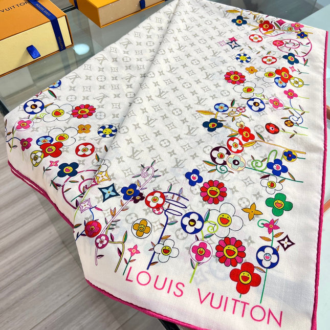 LV SCARF 135 CM IN WOOL MIX SILK 715458