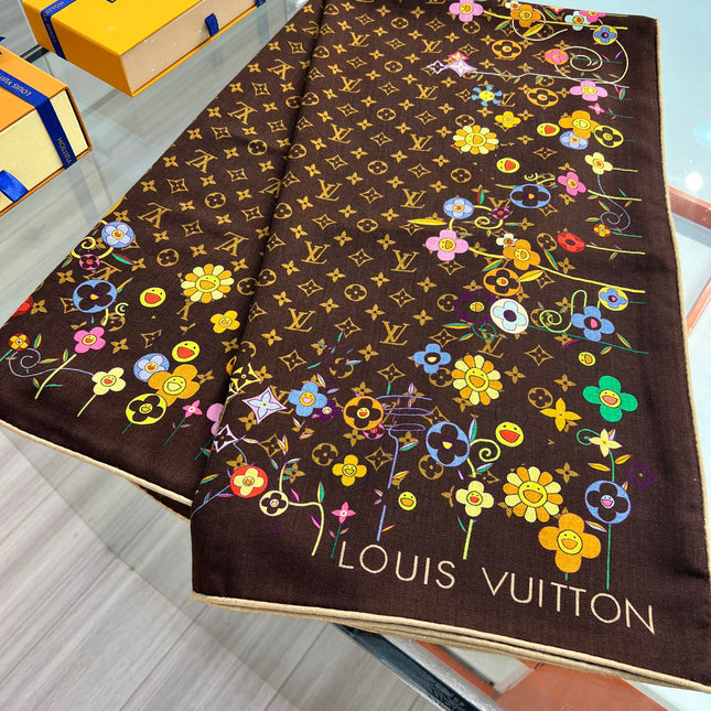 LV SCARF 135 CM IN WOOL MIX SILK 715457