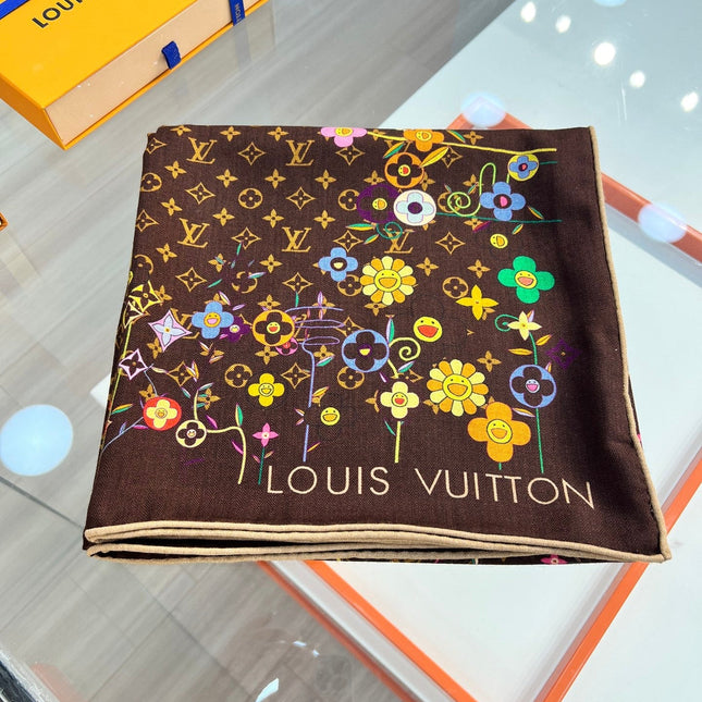 LV SCARF 135 CM IN WOOL MIX SILK 715457