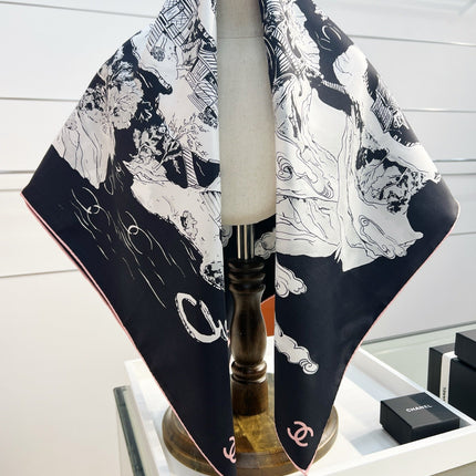CHANEL 25S SCARF 90 IN SILK 735864