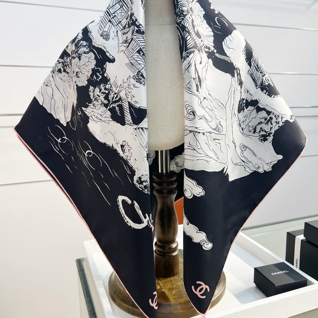 CHANEL 25S SCARF 90 IN SILK 735864