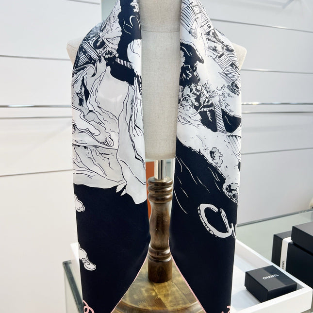 CHANEL 25S SCARF 90 IN SILK 735864
