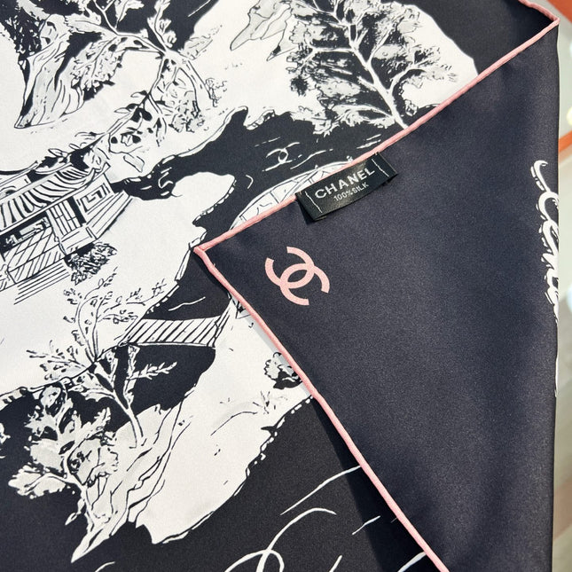 CHANEL 25S SCARF 90 IN SILK 735864