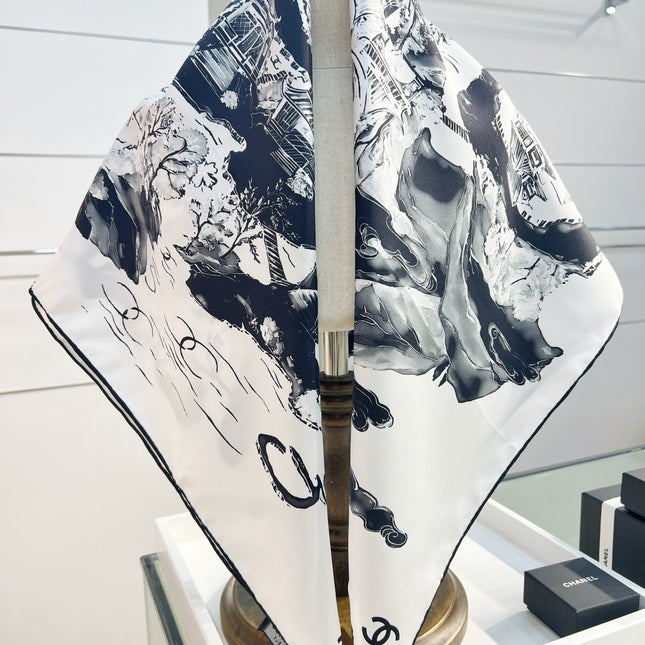 CHANEL 25S SCARF 90 IN SILK 735865