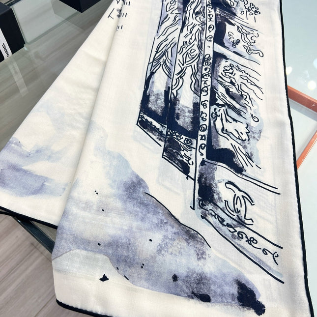 CHANEL 25S SCARF 135 IN CASHMERE SILK 737230