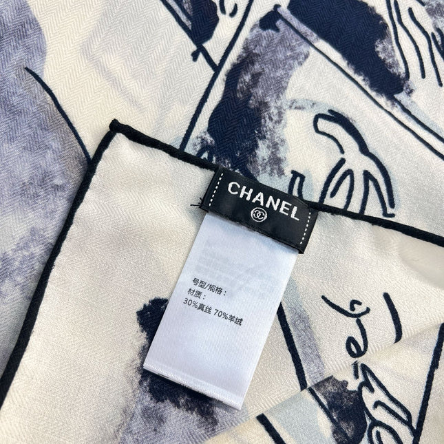 CHANEL 25S SCARF 135 IN CASHMERE SILK 737230