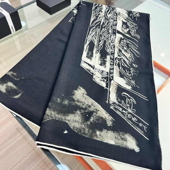 CHANEL 25S SCARF 135 IN CASHMERE SILK 737229