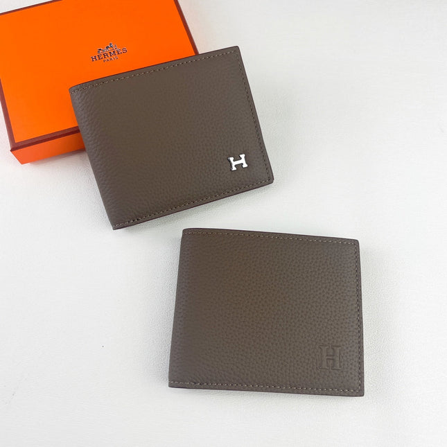 HM SILK’IN MEN’S SHORT WALLET 11.5 BROWN GRAINED CALFSKIN