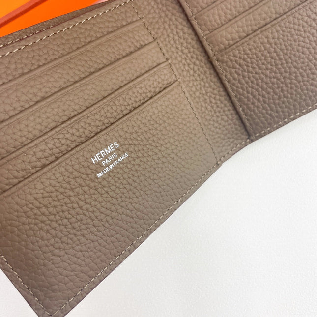 HM SILK’IN MEN’S SHORT WALLET 11.5 BROWN GRAINED CALFSKIN