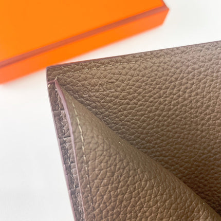 HM SILK’IN MEN’S SHORT WALLET 11.5 BROWN GRAINED CALFSKIN