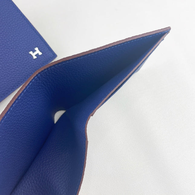 HM SILK’IN MEN’S SHORT WALLET 11.5 COBALT GRAINED CALFSKIN