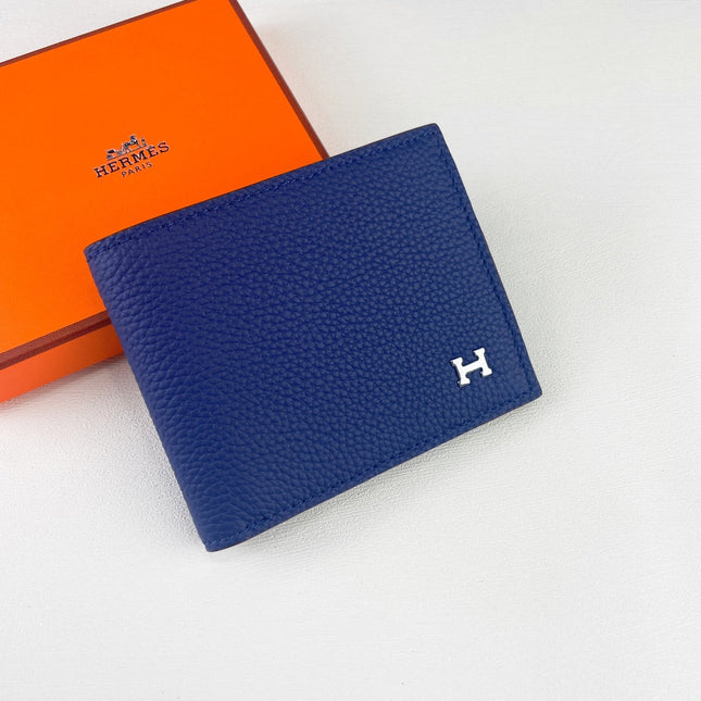 HM SILK’IN MEN’S SHORT WALLET 11.5 COBALT GRAINED CALFSKIN