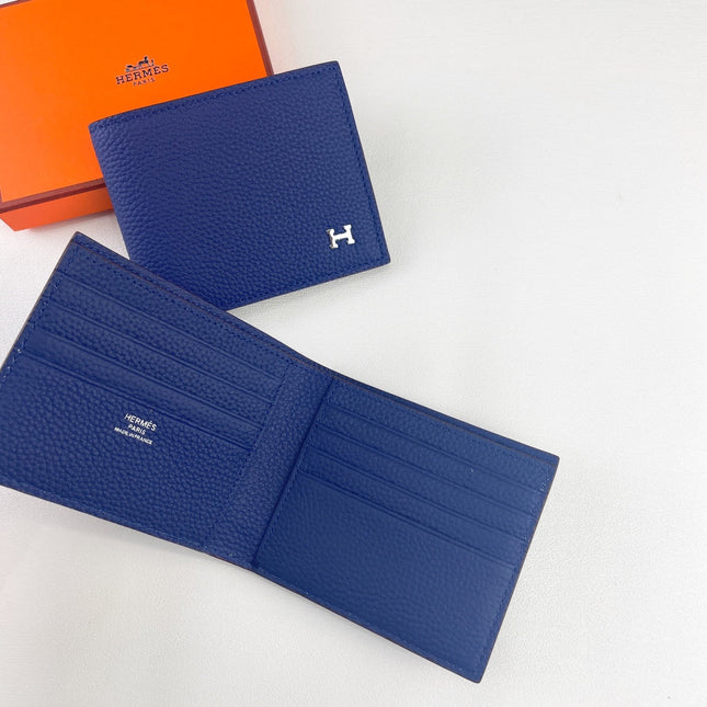 HM SILK’IN MEN’S SHORT WALLET 11.5 COBALT GRAINED CALFSKIN