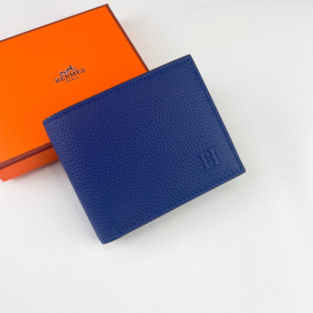 HM SILK’IN MEN’S SHORT WALLET 11.5 COBALT GRAINED CALFSKIN