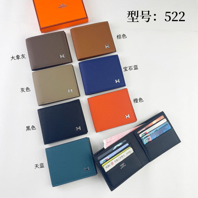 HM SILK’IN MEN’S SHORT WALLET 11.5 CERULEAN GRAINED CALFSKIN