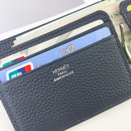 HM SILK’IN DOLLAR WALLET 11 BLACK GRAINED CALFSKIN